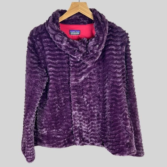 Patagonia Jackets & Blazers - Patagonia Pelage Eggplant Faux Fur Fleece Purple Jacket.